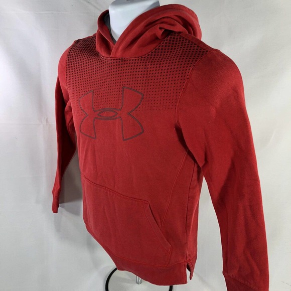 Under Armour Threadborne Hoodie Size Youth Medium Red Hooded Sweatshirt Pullover - Picture 4 of 11